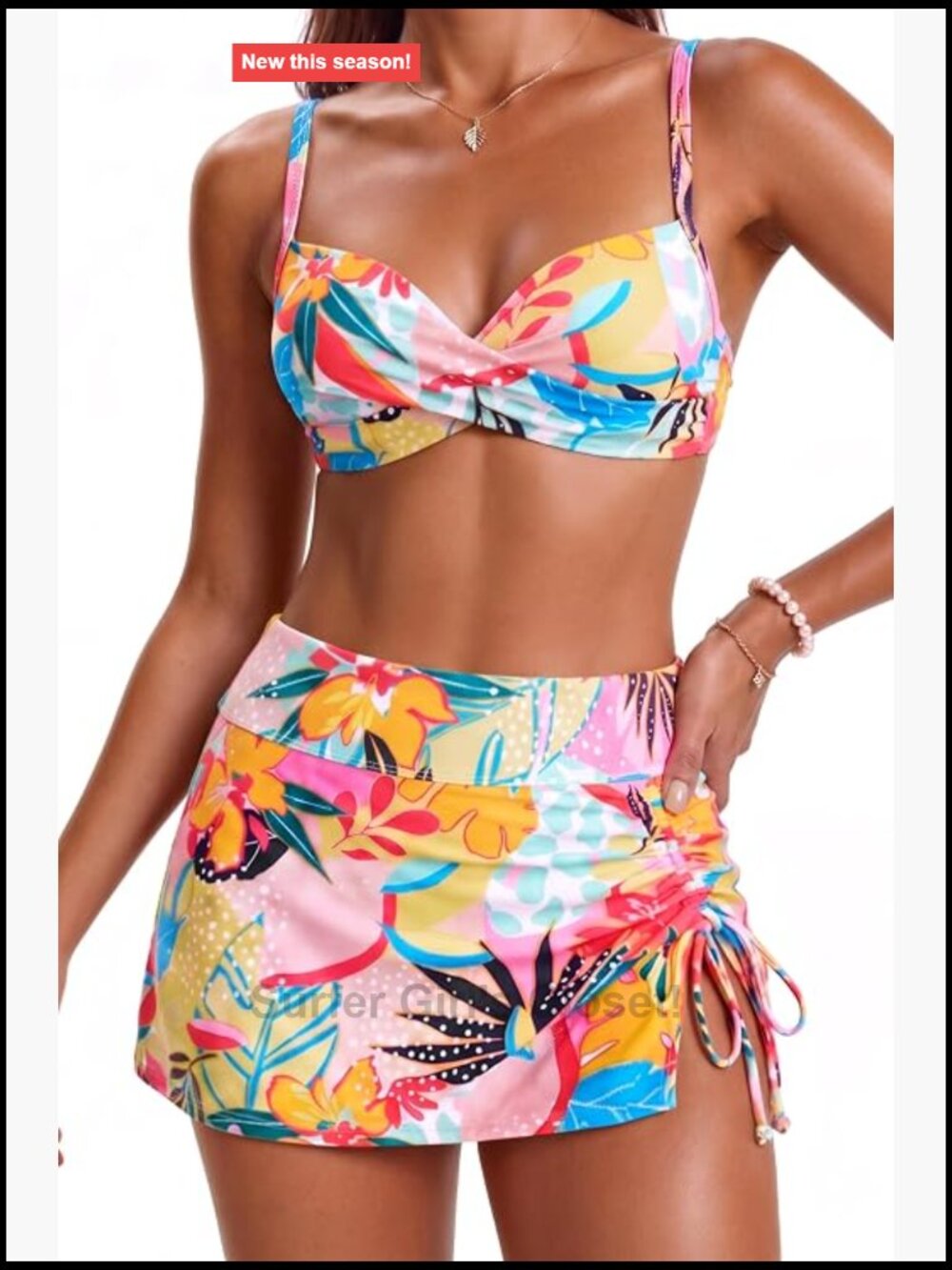Underwire Bikini Set with Swim Skirt High Waisted Tummy Control Two Piece